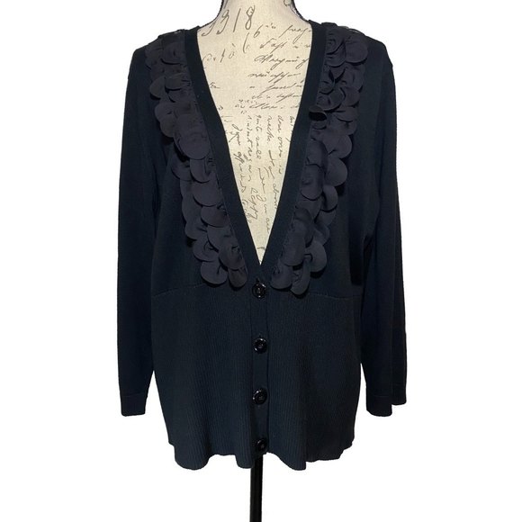 Nine West Sweaters - Beautiful Nine West Woman Scallop Petals Cardigan Plus Size 3X Black